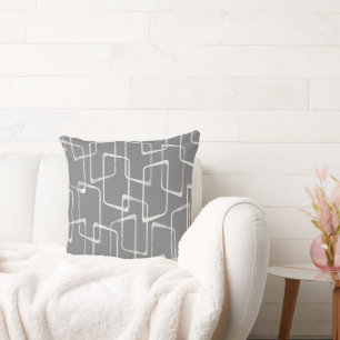 Coussin Gris Retro Lino Imprimer Motif géométrique