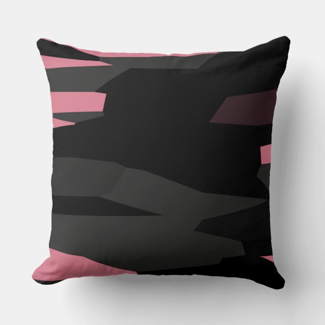 Coussin Gris rose et Abstrait noir (Recto)