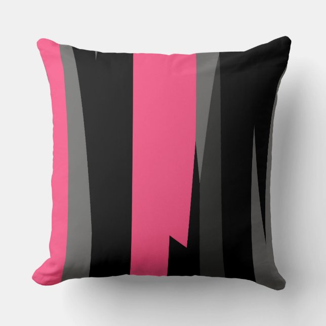 Coussin gris rose et noir abstrait (Recto)