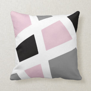 Coussin Gris rose Noir Blanc Géométrique