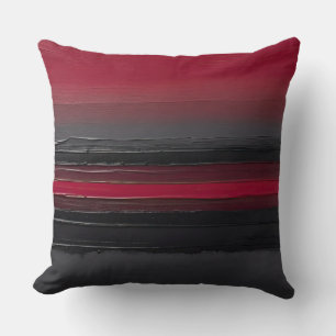 Coussin Gris Rouge gris noir rayures