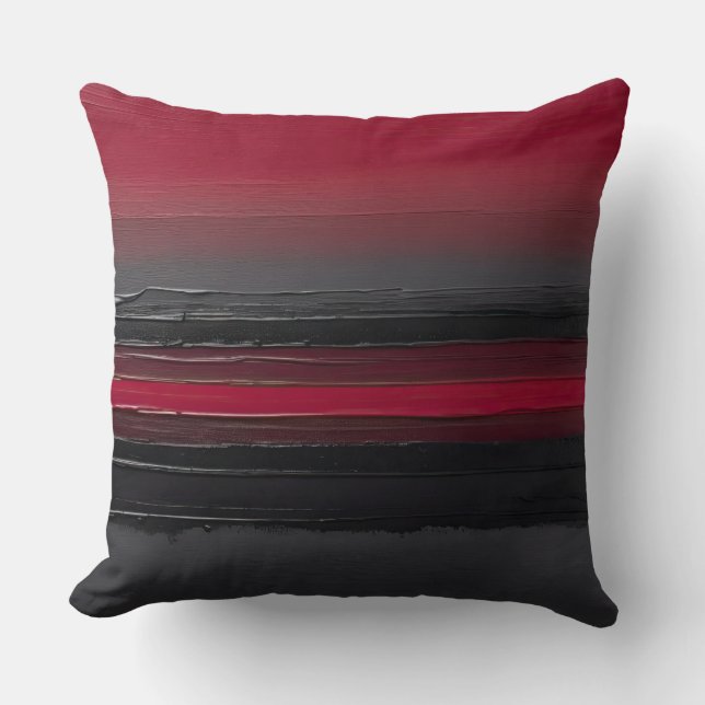 Coussin Gris Rouge gris noir rayures (Recto)