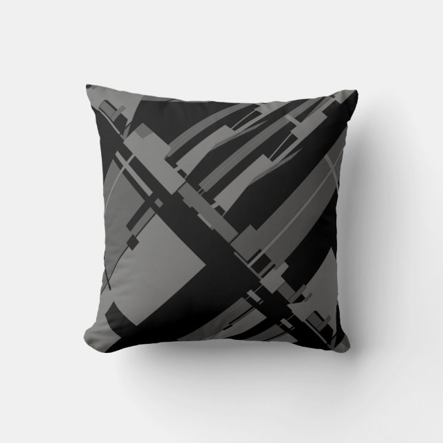Coussin Gris sur noir d'inspiration sud-ouest Diagonal Abs (Recto)