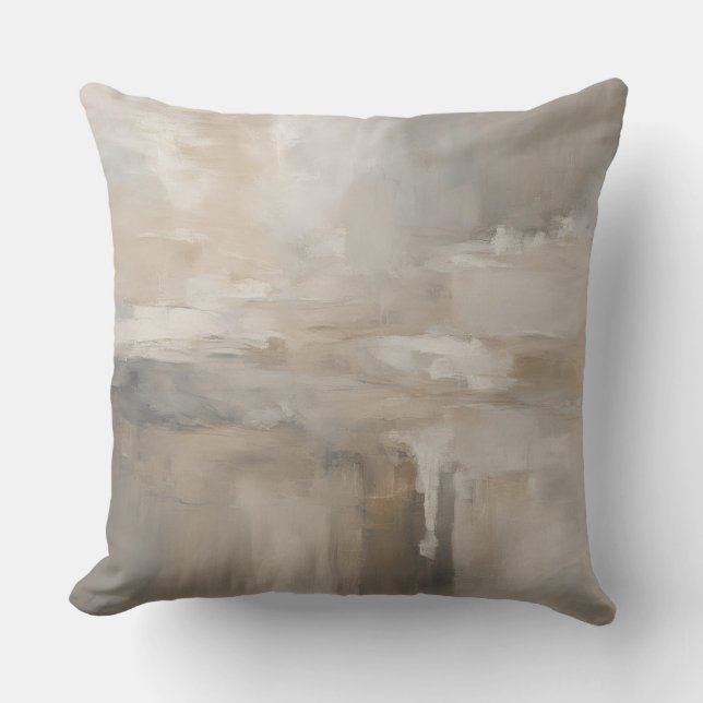 Coussin Gris Taupe Beige Neutre Abstrait (Recto)
