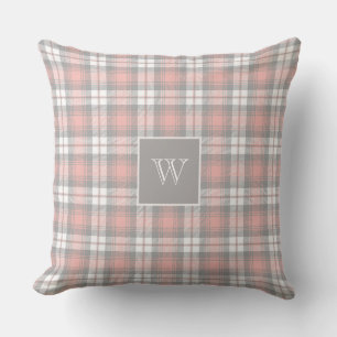 Coussin Gris tendre Rose Monogram Gingham Fillette Carreau