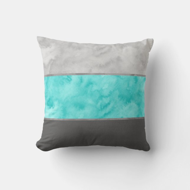Coussin Gris Turquoise Blocage (Recto)
