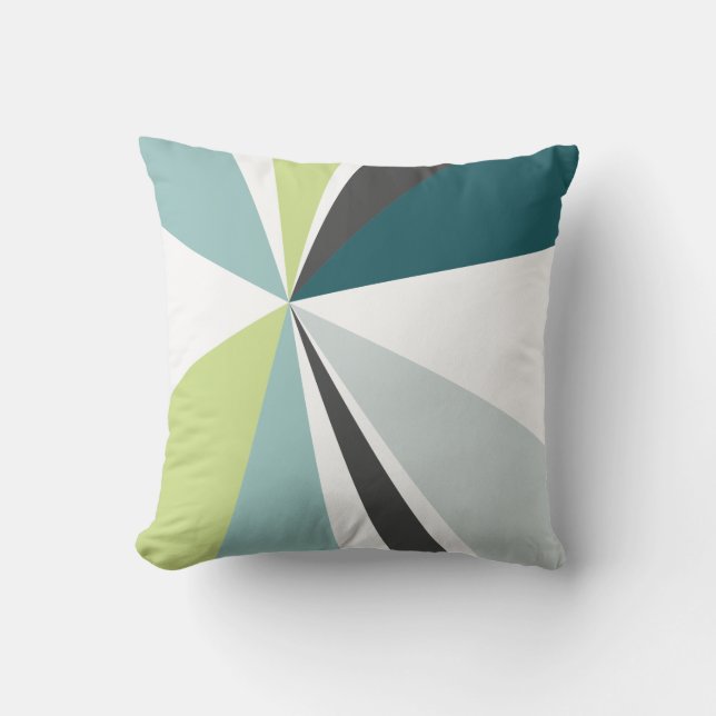 Coussin Gris turquoise d'éclat de triangle de vert (Recto)