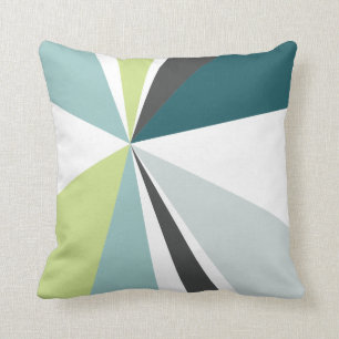 Coussin Gris turquoise d'éclat de triangle de vert