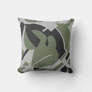 Coussin Gris vert olive Noir Gras Gras Fléchissant Abstrai
