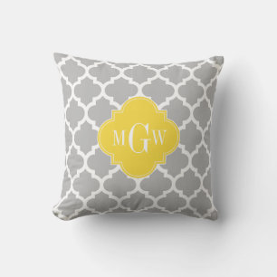 Coussin Gris Whats Marocain #5 Ananas 3 Monogramme initial