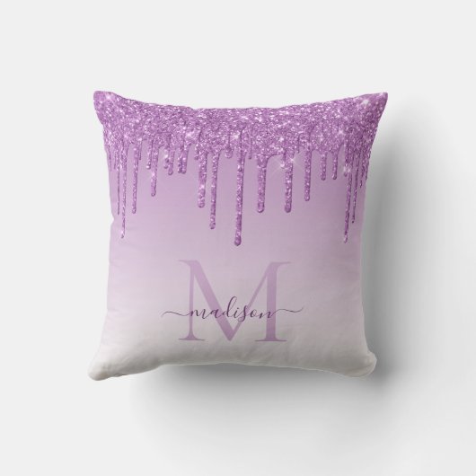 Coussin Grisette Violet Paillettes Glam Monogramme Script (Verso)