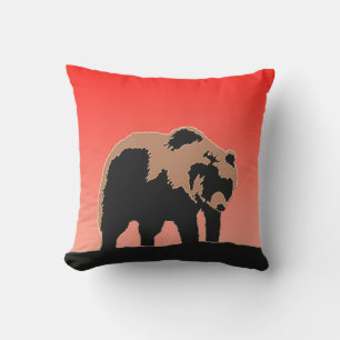 Coussin Grizzly Bear au coucher du soleil - Art original d