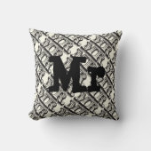 Coussin Groom Black and Ivory M. Motif de typographie (Recto)