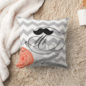 Coussin Groom Mustache M. Coral Grey Zig Zag Floral (Couverture)