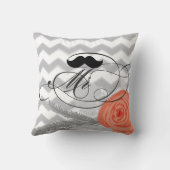 Coussin Groom Mustache M. Coral Grey Zig Zag Floral (Verso)