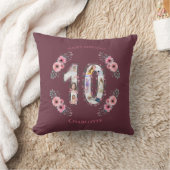Coussin Gros 10e anniversaire fille photo Collage Fleur ro (Couverture)