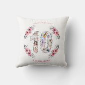 Coussin Gros 10e anniversaire fille photo Collage Fleur ro (Verso)