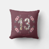 Coussin Gros 13e anniversaire fille rose Fleur Collage pho (Recto)