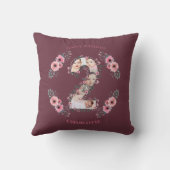 Coussin Gros 2e anniversaire fille photo Collage Fleur ros (Verso)
