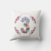Coussin Gros 3ème anniversaire fille photo Collage Fleur r (Verso)