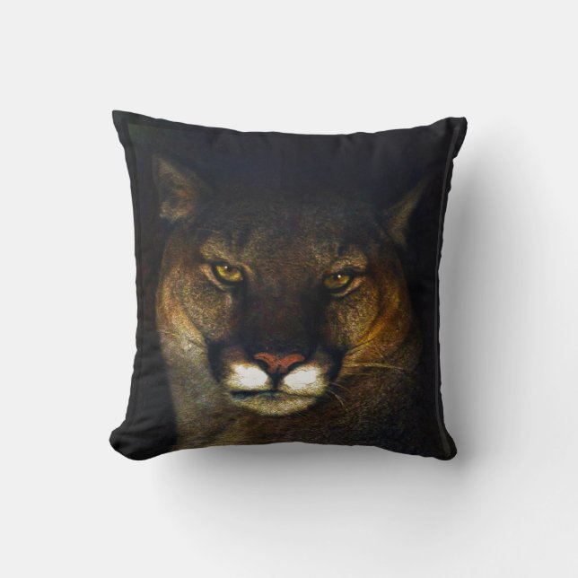 Coussin Gros Chat Cougar Mountain Lion Art Design (Recto)