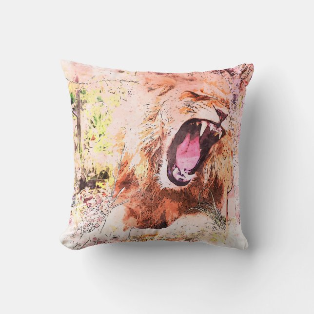 Coussin Gros Chats féroces sauvages (Recto)