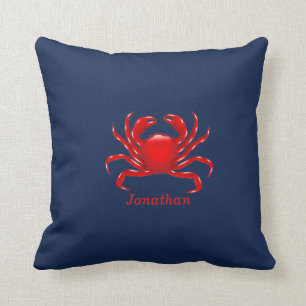 Coussin Gros crabe rouge bleu personnalisé