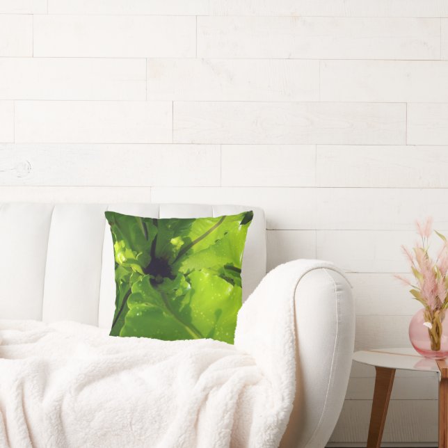 Coussin Gros Feuilles de fougères vertes, (Canapé)