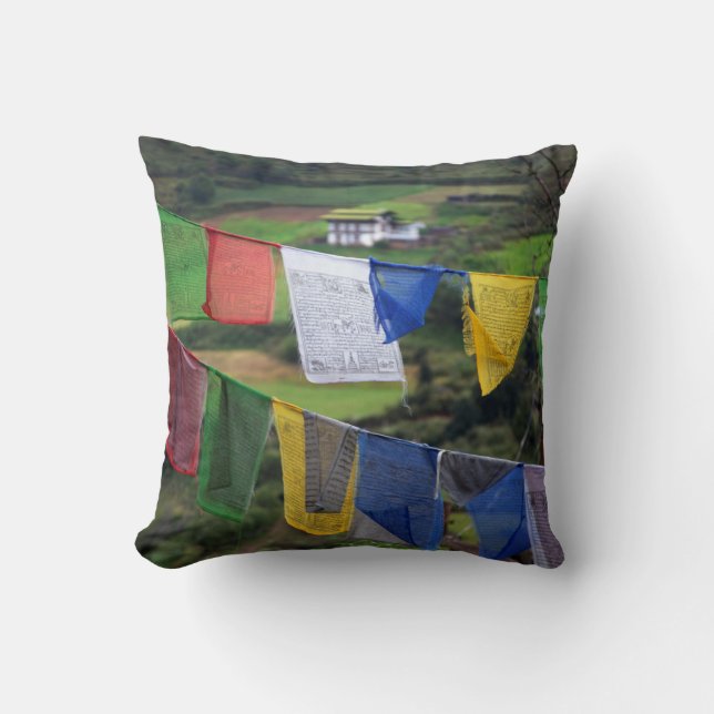 Coussin Gros plan de drapeaux de prière (Recto)