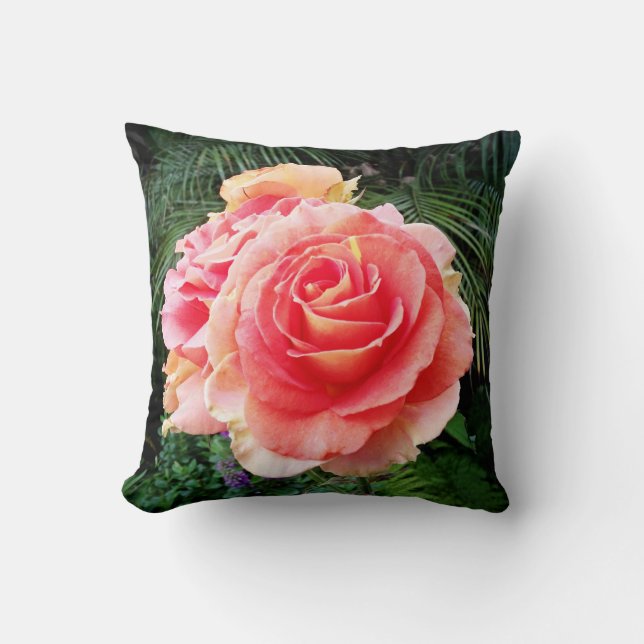 Coussin Gros plan de la fleur de rose en rose audacieux mo (Recto)