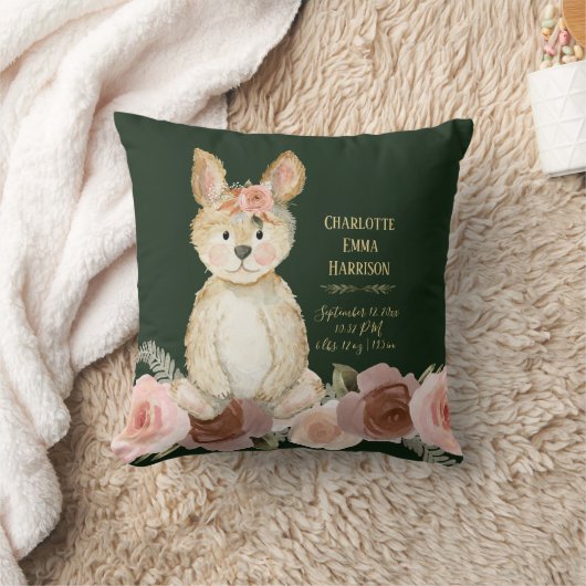 Coussin Gros plan vert de lapin Blush Floral Baby Stats (Couverture)