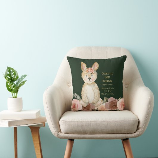 Coussin Gros plan vert de lapin Blush Floral Baby Stats (Chaise)