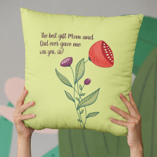 Coussin Gros Sis Petite Soeur Douce Citation Fleurs Sauvag