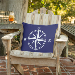 Coussin Grosse boussole marine étoile bleu