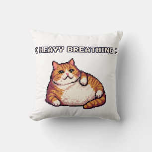 Coussin Grosse respiration grasse mème de chat pixel art