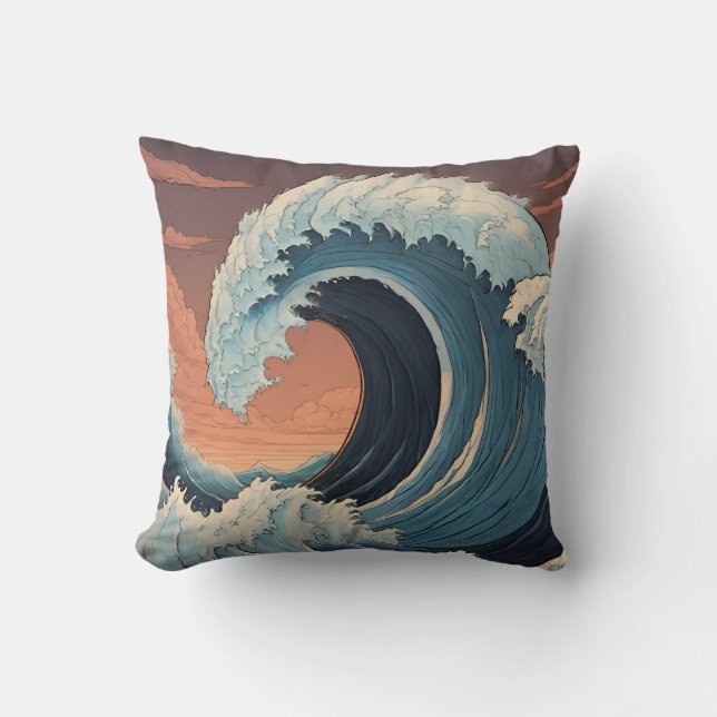 Coussin Grosse vague de tsunami (Recto)