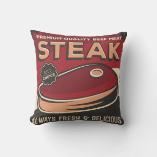 Coussin Grotte de l'homme Vintage rétro Viande rouge fraîc