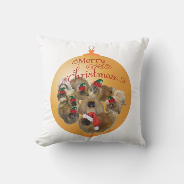 Coussin Groupe de Pékinois Ornement (Recto)