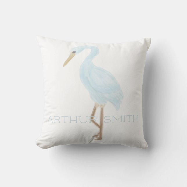 Coussin Grue bleue à l'aquarelle (Recto)