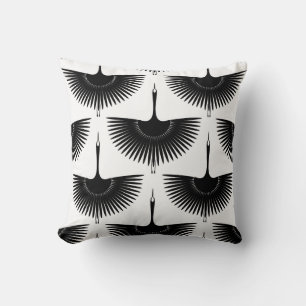 Coussin Grue gracieuse : Motif d'oiseaux orientaux