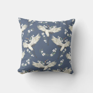 Coussin Grue vintage : Motif d'oiseaux volant