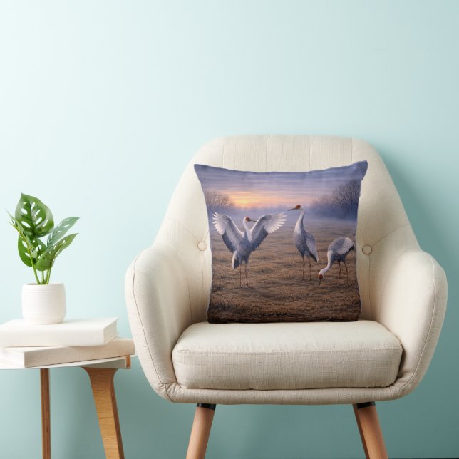 Coussin Grues couronnées en hiver -  (Chaise)