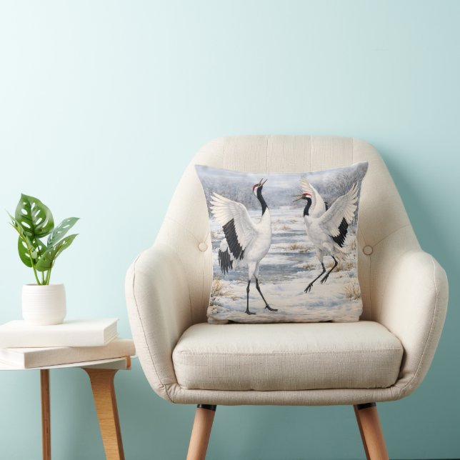 Coussin Grues couronnées en hiver (Chaise)