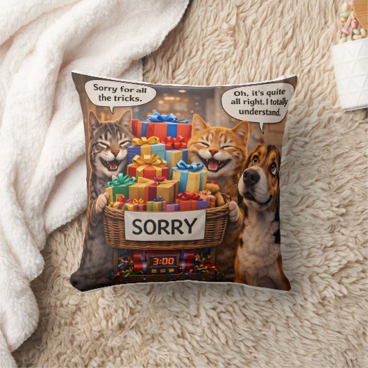 Coussin Grumpy cat pillow, cute apology gift cushion (Couverture)