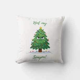 Coussin Grumpy Christmas Tree Cartoon – Funny "Not My Seas