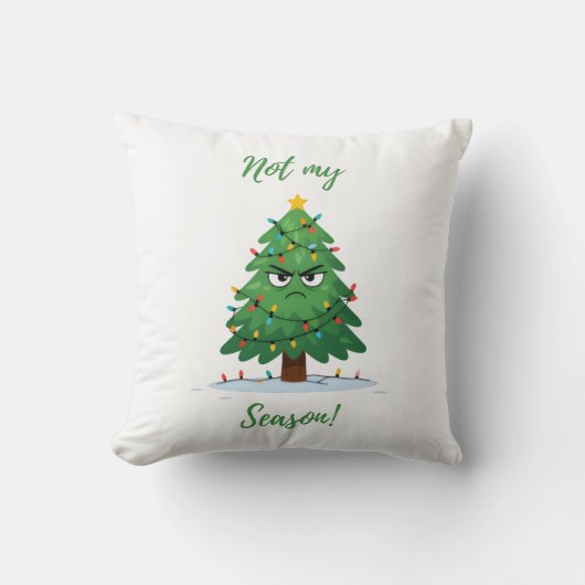 Coussin Grumpy Christmas Tree Cartoon – Funny "Not My Seas (Recto)