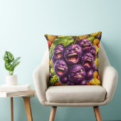 Coussin Grumpy grapes and angry fruit funny whimsical kitc (Chaise)