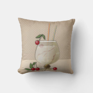 Coussin Grunge beige rétro cocktail vintage cerise p