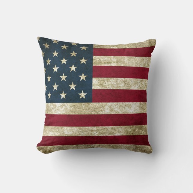 Coussin Grunge de drapeau des Etats-Unis (Recto)