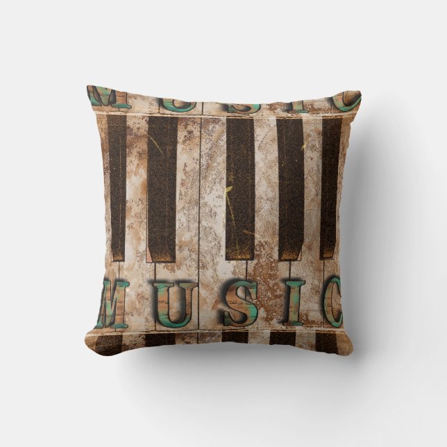 Coussin grunge de musique de clés de piano (Recto)